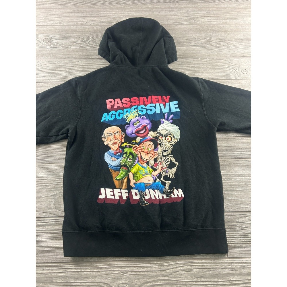 Jeff Dunham Hoodie Small Black Graphic Zip Sweatshirt Passive Aggressive Comedy